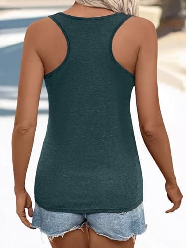 Vintage Graphic Tank Tops for Women Summer Beach Graphic Loose Tanks Sleeveless Vest USA Flag Vacation Racerback Tank Cami view 2