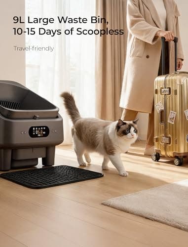 Automatic Litter Box, Smart Self Cleaning Cat Litter Box Anti-Pinch, 10 Safety Sensors, Large Cat Litter Boxs for Multiple Cats, 5G & 2.4G WiFi, 6" LED Display, Odor Control Robot, Grey view 5