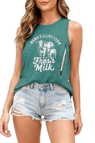 MYHALF Nursing Tank Tops Women Friendly Zip Sleeveless Breastfeeding Shirts Mama's Dairy Farm Print Maternity Clothes view 2