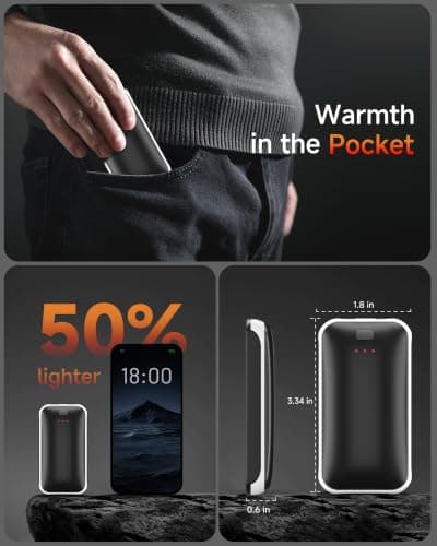 Lerat Hand Warmers Rechargeable 2 Pack, Portable Electric Hand Warmer Max 131℉, Reusable Slim Pocket Heater Handwarmers, Gifts for Men, Women, Outdoor, Golf, Camping, Hunting Essentials view 2