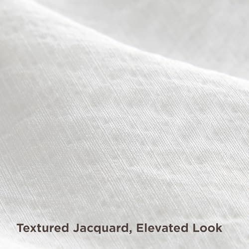 Bedsure Textured Duvet Cover Queen Size - Cotton-Like Polyester Jacquard Duvet Cover Set for All Seasons - 3 Pieces Soft Bedding Set with 2 Pillow Shams, NO Comforter (White, Queen, 90"x 90") view 4