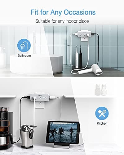 Multi Plug Outlet Extender, TESSAN Surge Protector Wall Plug Splitter with 5 Electrical Outlet Expander, Multiple Plug Adapter for Travel Home Office view 6