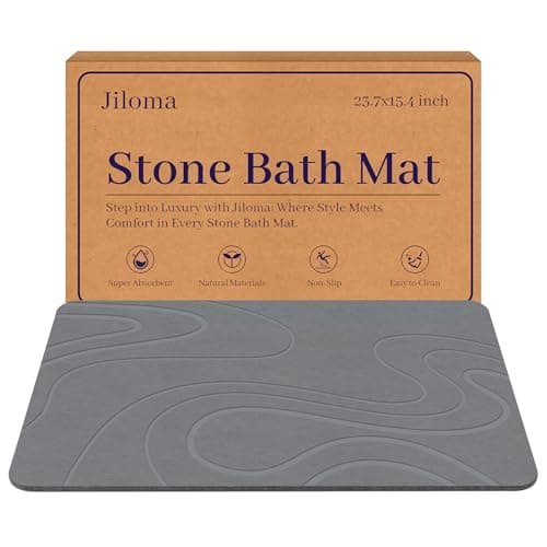 Jiloma Stone Bath Mat Diatomite Stone Mats for Bathroom Non-Slip Diatomaceous Earth Shower Mat Super Absorbent Bathroom Floor Mat Natural Easy to Clean(24 * 16 Grey) — image 1