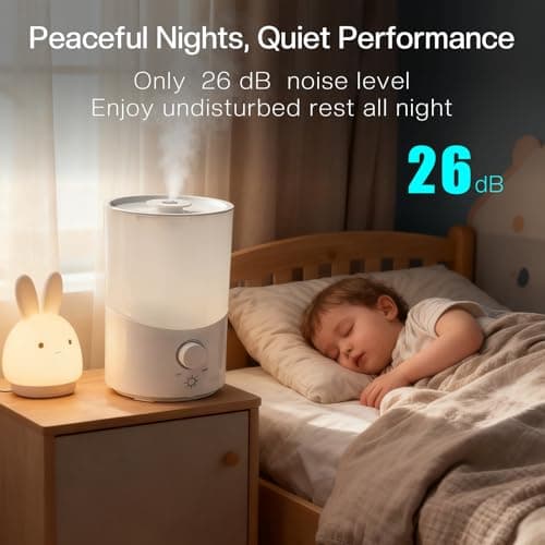 Cool Mist Humidifier for Bedroom, 3L Top Fill Ultrasonic Air Humidifier with Adjustable Knob Control, Quiet Operation, Auto Shut-Off, BPA-Free for Home, Baby, Office, Plants M4 view 6