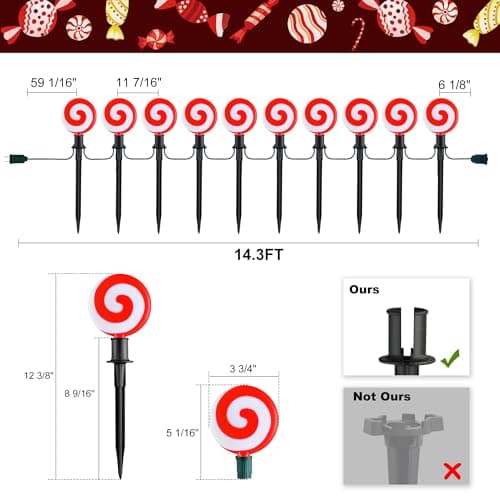 Ultimate Unicorn Christmas Decoration Lollipop Pathway Lights Red view 2