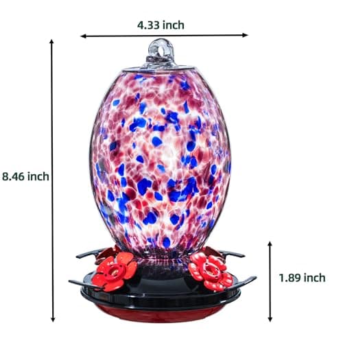 Muse Garden Glass Humming Bird Feeders for Outdoors - 27OZ Blown Glass Hummingbird Feeder - Unique Gift Mom Women Grandparents, Outdoors Hanging Garden Decor, Includes Ant Moat & Brush, Purple view 3
