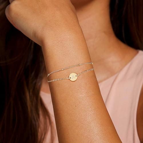 18K Gold Plated Initial Bracelets for Women Jewelry Gifts Trendy view 3