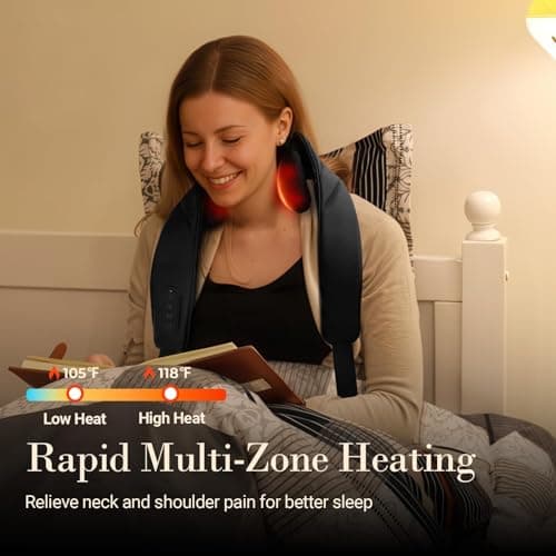 CuPiLo Cordless Neck and Shoulder Neck Massager with Heat, 5-Zone Heat | 4D Kneading Shoulder Massager for Pain Relief Deep Tissue, Electric Shiatsu Massage, Wearable & Rechargeable, Office, Home view 6