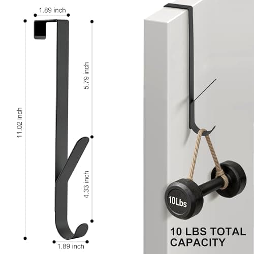 OIM OMIIOMIO Over The Door Double Hanger Hooks, Metal Twin Hooks Organizer for Hanging Coats, Hats, Robes, Towels - Black - Set of 4 view 2