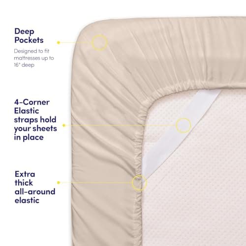 1500 Supreme Collection Queen Sheet Sets Beige Cream - Luxury Hotel Bed Sheets and Pillowcase Set for Queen Mattress - Extra Soft, Elastic Corner Straps, Deep Pocket Sheets, Queen Beige Cream view 6