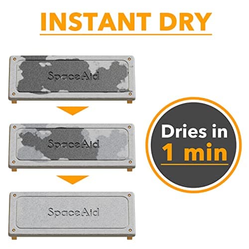 SpaceAid DryingNeat Sink Organizer, Instant Dry Sink Caddy Organizers, Kitchen Sponge Soap Holder Dispenser, Countertop Fast Drying Rack (Bamboo Feet, Gray) view 4