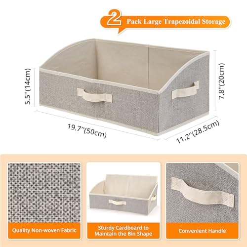 Jumpress 2 Pack Dog Toy Basket, Collapsible Cat Dog Toy Bin with Handles, Fabric Trapezoid Dog Toy Box Storage for Pet Dog Toys,Blankets,Clothes and Accessories (Ecru) view 3