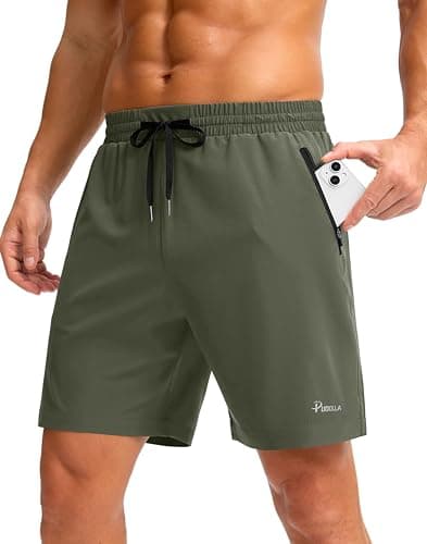 Pudolla Men's Athletic Shorts with Zipper Pockets 5"/7"/9" Lightweight Quick Dry Workout Gym Running Shorts — image 1