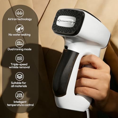 3500Pa Vacuum Steamer for Clothes - 2 in 1 Portable Suction Handheld Vacuum Iron, 30s Rapid Preheating, Auto-off, Light Steamer for Travel/Home, Fathers Day Dad Gifts view 4