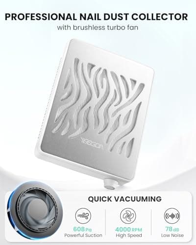 Nail Dust Collector-4000RPM Professional Nail Vacuum Dust Collector with Reusable Filter, 608Pa Nail Fan Dust Collector, Dual Voltage view 3
