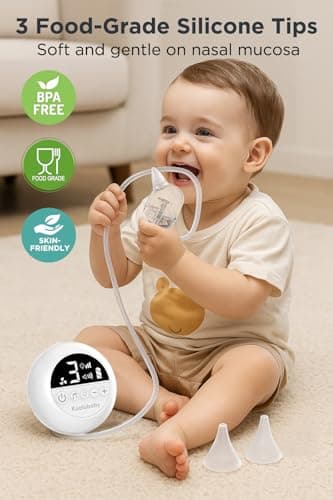 Koalababy Electric Nasal Aspirator for Baby – Hospital-Grade Nose Suction, 9 Suction Levels, Baby Nose Sucker, Nasal Cleaner, Night Light & Music, Soft Silicone Tips, Travel Bag view 4