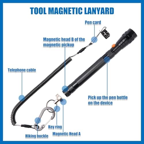 VIBELITE Gifts for Men, Magnetic Flashlight with Tool Magnetic Lanyard, Telescoping Magnet Pickup Tool, Cool Gadgets Valentines Day Gifts for Him, Men, Teen Boys, Husband, Boyfriend view 3