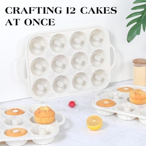 AOTASO 3 Inch Silicone Mini Fluted Tube Cake Pans with Metal Reinforced Frame, 12-Cavity Non-Stick Mini Flan Molds for Daily & Holiday Desserts (1 Pack) view 6