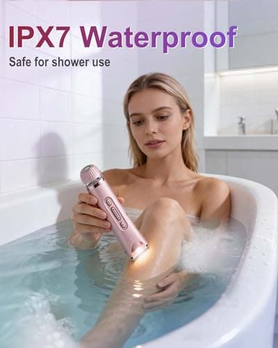 VEGITERIA Bikini Trimmer for Women with LED Light, Dual Head Electric Razors for Women, Painless Electric Shaver for Bikini, Face, Legs & Sensitive Skin,Waterproof Hair Removal Tool view 5