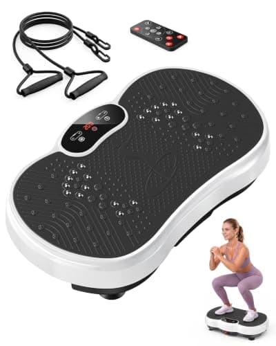 HTM Vibration Plate Exercise Machine, 9 Modes & 120 Speeds, Body Shake Plate with Resistance Bands Slot & Remote Control, Shake Board for Weight Loss Fat Burner Home Fitness Workout — image 1