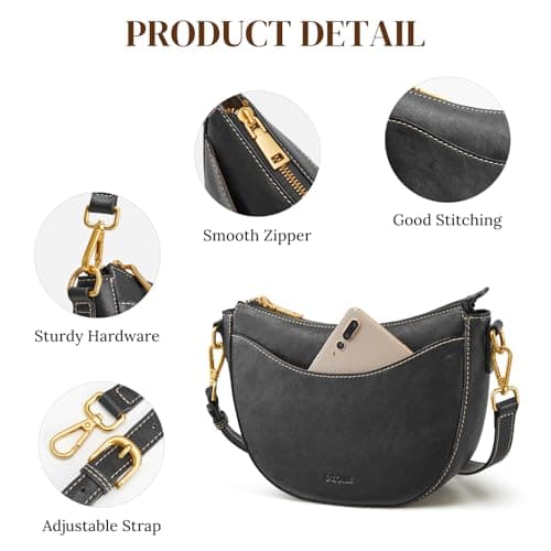 S-ZONE Small Leather Crossbody Bags for Women Cute Purses with RFID Anti-theft Pocket Trendy Shoulder Bag Handbags Satchel view 6