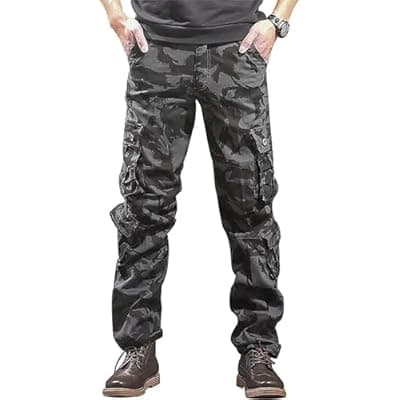 BAYAMO Mens Cargo Pants Camo Military Fatigue Pant Camouflage Hunting Combat Work Casual Pants Multi Pocket