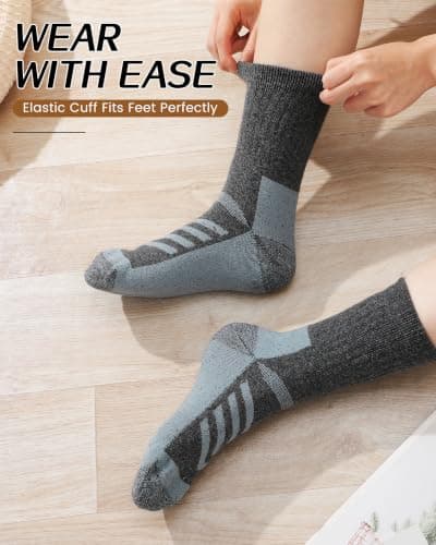 Merino Wool Socks for Men & Women, 4 Pairs Thermal Crew Socks view 6