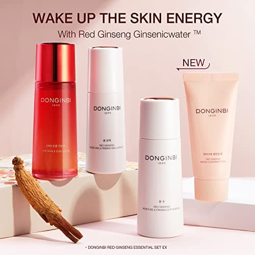 Donginbi Red Ginseng Essential Skin Care Set | Korean Skin Care Gift Set | Firming Moisturizer(1.69 fl oz) | Hydrating Toner(2.37 fl oz) | Essence(2.37 fl oz) | Pore Cleaner(1.69 fl oz) | Glass Skin view 2