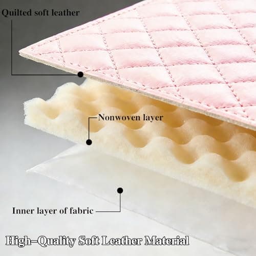 STOMKIRE Pink Soft Leather Small Makeup Bag for Purse Small Makeup Pouch Cute Cosmetic Bag Mini Travel Toiletry Bag Quilted Lay Flat Make up Bag for Women view 5
