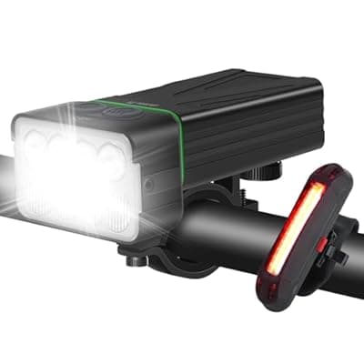 BORUiT Bike Lights for Night Riding, Bicycle Light Front Headlight and Back Taillight with 8+5 Light Modes, USB Rechargeable Bright Bike Headlights for Cyclists and Commuters