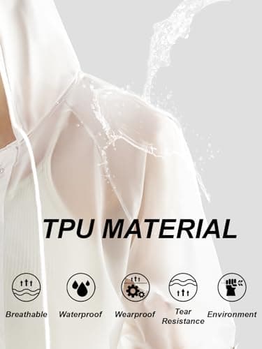 L-Rain TPU Clear Rain Coat for Women - Waterproof Packable Fashion Rain Poncho with Hood Reusable Raincoat view 5