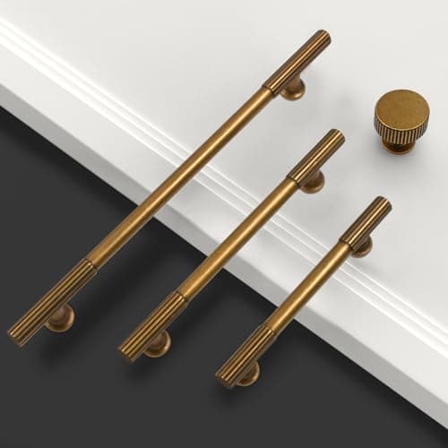 Asidrama 10 Pack Antique Brass Kitchen Cabinet Knobs Cabinet Hardware Zinc Knobs for Dresser Drawers view 6