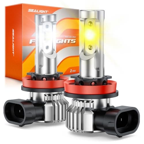 SEALIGHT H11/H8 Switchback LED Fog Light Bulb, 60,000LM 6500K/3000K Light | 360° Adjustable Zero Glare, Dual Color 6500K White/3000K Amber Yellow Fog Lights, IP68 Waterproof, 1:1 Size Plug and Play — image 1