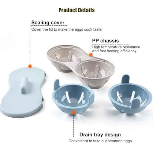 Egg Poacher Microwave Egg Cooker, 2 Cavity Edible Silicone Double Drain Poached Egg Cups, Microwave Egg Poacher Kitchen Cooking Gadgets view 5