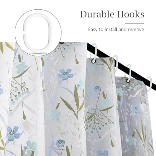 YAKUNCL EVA Waterproof Shower Curtain Liner - Matte Clear & Frosted Design with 12 Hooks, Soft Touch, Privacy & Light Transparency, Ideal for Bathroom Decor (Fragrant Grass, 72" x 72") view 5