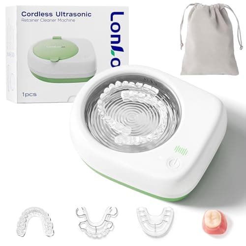 Lonlown 50kHz Cordless Ultrasonic Retainer Cleaner Machine Rechargeable Portable Wireless Retainer Cleaner USB Fast Charge 2000mAh Battery Charge Once Use 8 Times Small Travel Size 80ml view 1