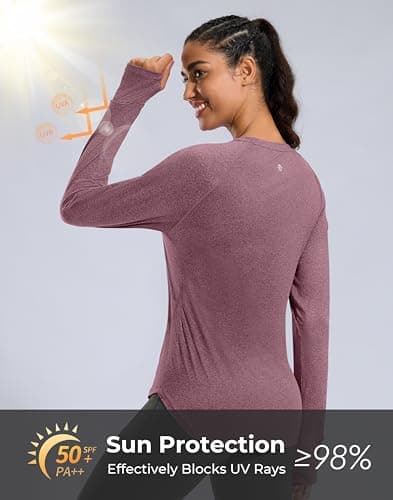 G Gradual Long Sleeve Workout Tops for Women Quick Dry Lightweight Running Athletic Shirts with Zip Pocket Moisture Wicking view 3