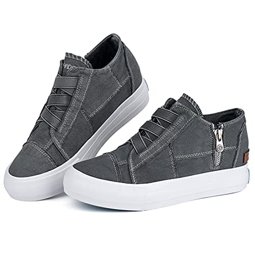 JENN ARDOR Wedge Sneakers for Women Fashion Canvas Shoes Casual Platform Hidden Heel Womens Slip On Sneaker Non Slip Side Zipper view 7