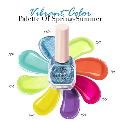AZUREBEAUTY Summer 8 Colors Hot Pink Neon Blue Green Glitter Purple Yellow Orange Nail Polish Set Quick Dry, Perfect for Women Manicure Nail Art DIY Salon view 5