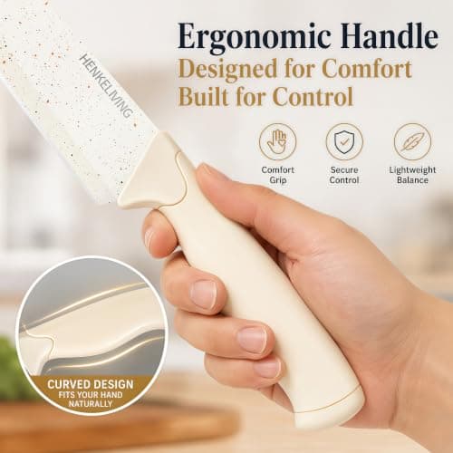 14-Piece Cream Kitchen Knife Block Set with Built-in Sharpener view 3