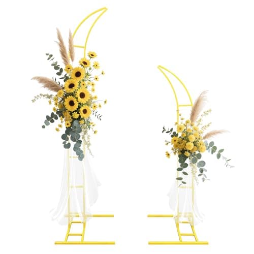 2pcs Curved Wedding Arch Backdrop Stand for Wedding Decor,Metal Balloon Arch for Wedding Ceremony,Bridal Shower,Baby Shower,Engagement Party,Celebration,Garden Climbing Plants Vines 7.8&5.9 FT — image 1