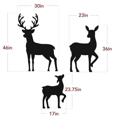 Best Choice Products 3-Piece 46in 2D Deer Family Silhouette Set, Outdoor PVC Christmas Yard Decoration w/Buck, Doe, Fawn, Weather Resistant - Black view 2