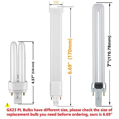 Amazing power 2-Pack 6W LED GX23 PL Lamp GX23d 2-Pin Base 13W CFL/Compact Fluorescent Lamp Replacement 120V Single Tube LED PL Horizontal Recessed Bulbs (Remove/Bypass The Ballast) (Daylight) view 3