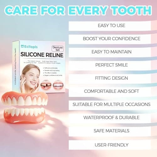 Temporary Dentures Kit Upper & Lower, Moldable Silicone False Teeth Veneers | Compact structure, easy to store and carry, great for travel, events and on-the-go beauty styling。 view 4