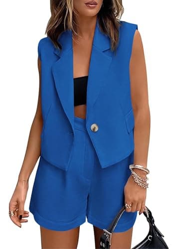 KIRUNDO 2 Piece Sets for Women Summer Outfits Business Casual Vest and Shorts Set Lightweight Sleeveless Matching Clothes — image 1