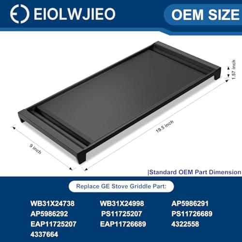 UPGRADED WB31X24738 Cast Iron Griddle Replacement for GE Gas Stove, WB31X49806 Heavy-duty Cast Iron Pan, 19.5"×9" Stove Top Center Griddle for GE Appliance Range Cooktop, Food-grade Nonstick Coating view 2