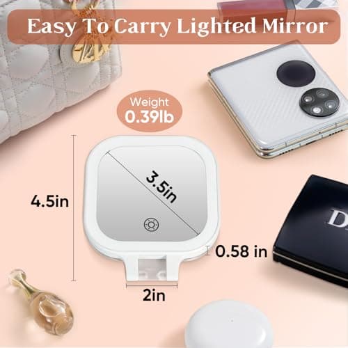 3.5" Rechargeable Travel Makeup Mirror 30X Magnification (White) view 2