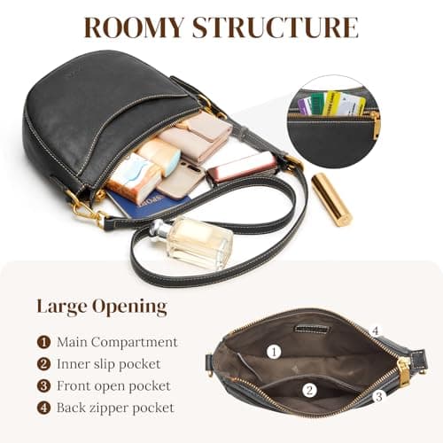 S-ZONE Small Leather Crossbody Bags for Women Cute Purses with RFID Anti-theft Pocket Trendy Shoulder Bag Handbags Satchel view 4