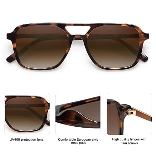 SOJOS Retro Aviator Sunglasses for Women Men,Trendy Rectangle Womens Mens Shades Sun Glasses SJ2202 view 6