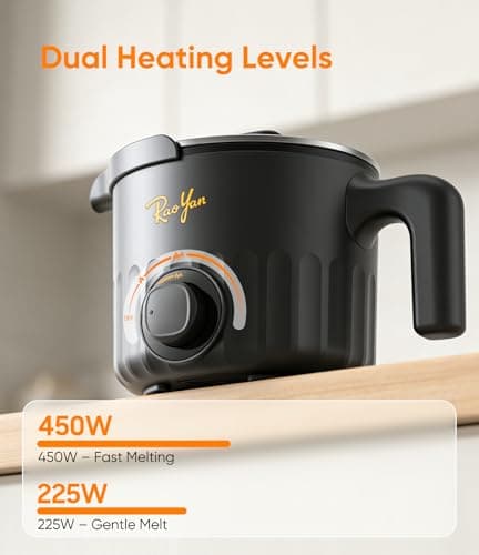 RAOYAN 1.5L Candle Wax Melter with Pour Spout, Wax Melting Pot for Candle Making, Complete Kit for Beginners and Adults with Thermometer, Wicks, Stickers, Centering Device and Stirring Spoon - Black view 3